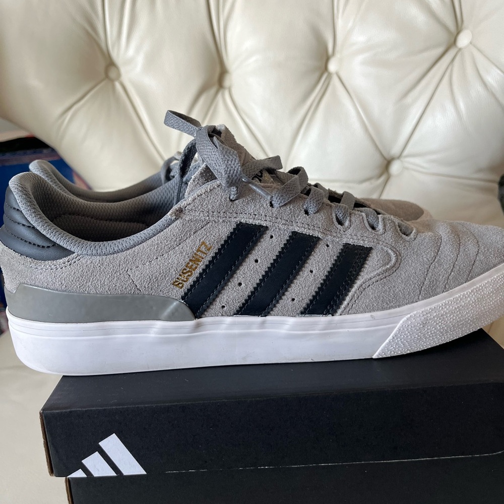 Adidas Gray and Black Striped Sneakers